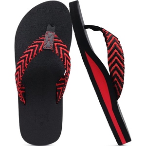 image:imageKuaiLu Mens Rubber Flip Flops with Comfortable Arch Support Summer BeachBlackRed