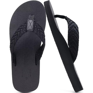 image:imageKuaiLu Mens Rubber Flip Flops with Comfortable Arch Support Summer BeachLight Black