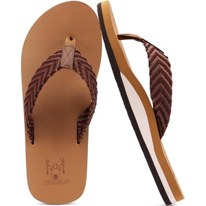 image:imageKuaiLu Mens Rubber Flip Flops with Comfortable Arch Support Summer BeachTan Brown