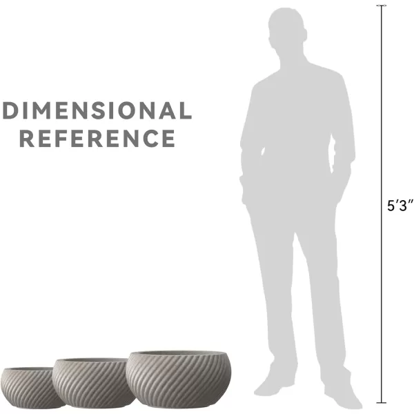 Kante 11.0" 14.9" and 19.6" Dia Round Concrete Planter , Outdoor Indoor Garden Pots for Plant with Draiange Hole and Rubber Plug Weathered Concrete