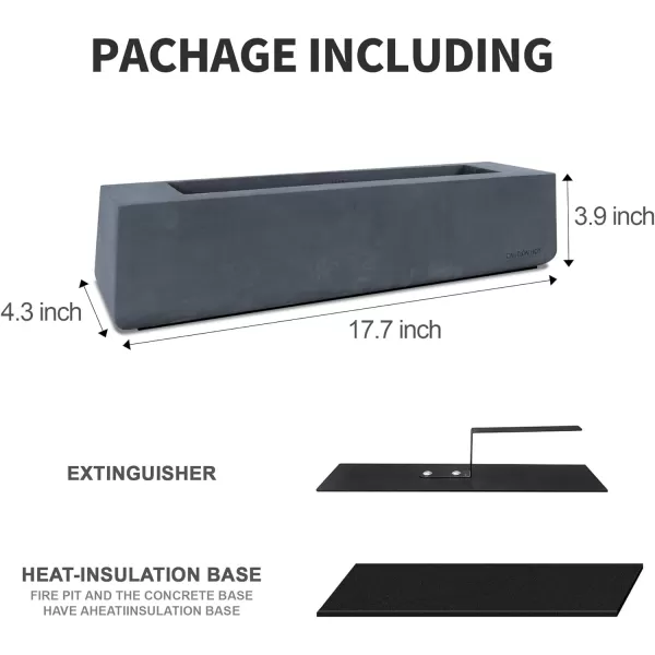 Kante 11.8" L Rectangle Tabletop Fire Pit, Concrete Table Top Fireplace, Portable Rubbing Alcohol Fire Bowl for Indoor Outdoor, Light Gray Rectangular
