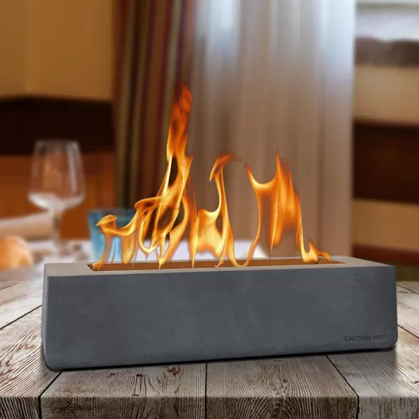Kante 11.8" L Rectangle Tabletop Fire Pit, Concrete Table Top Fireplace, Portable Rubbing Alcohol Fire Bowl for Indoor Outdoor, Light Gray Rectangular