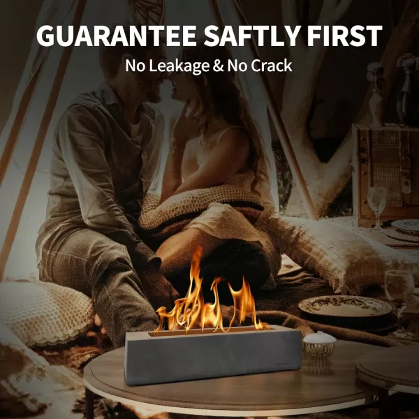 Kante 11.8" L Rectangle Tabletop Fire Pit, Concrete Table Top Fireplace, Portable Rubbing Alcohol Fire Bowl for Indoor Outdoor, Light Gray Rectangular