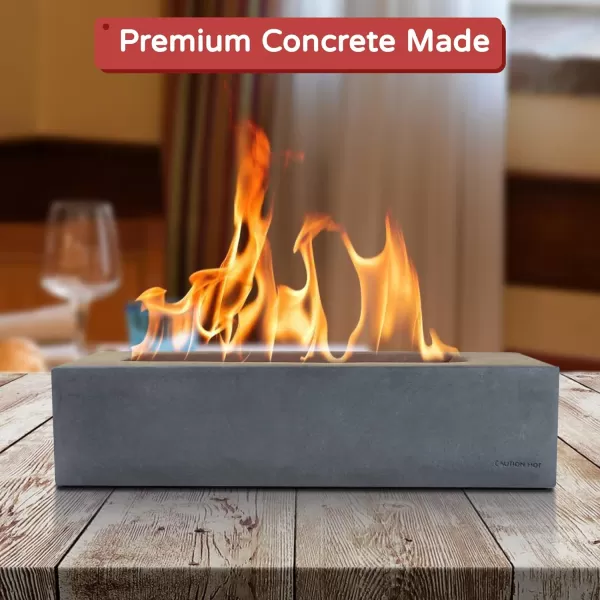 Kante 11.8" L Rectangle Tabletop Fire Pit, Concrete Table Top Fireplace, Portable Rubbing Alcohol Fire Bowl for Indoor Outdoor, Light Gray Rectangular