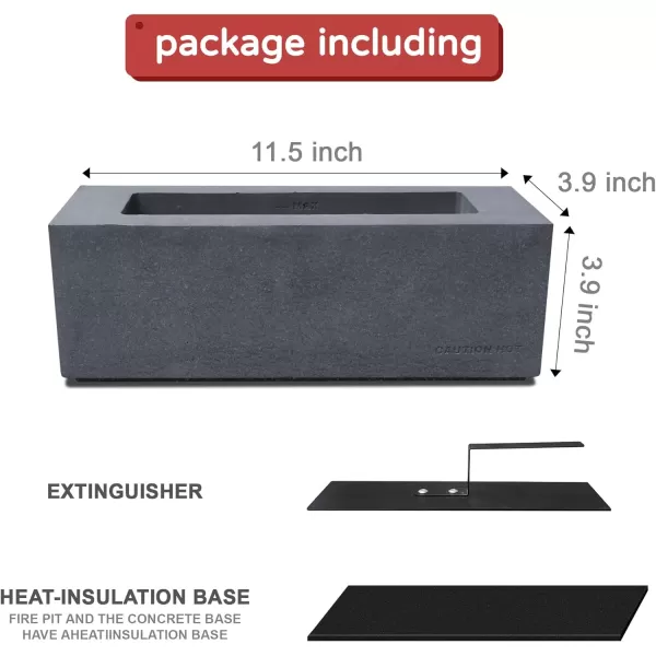 Kante 11.8" L Rectangle Tabletop Fire Pit, Concrete Table Top Fireplace, Portable Rubbing Alcohol Fire Bowl for Indoor Outdoor, Light Gray Rectangular