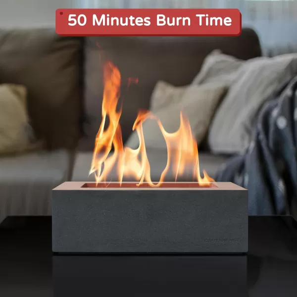 Kante 11.8" L Rectangle Tabletop Fire Pit, Concrete Table Top Fireplace, Portable Rubbing Alcohol Fire Bowl for Indoor Outdoor, Light Gray Rectangular