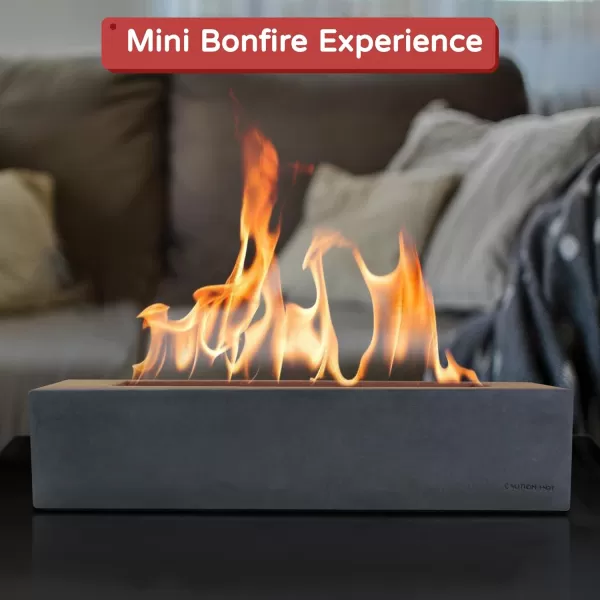 Kante 11.8" L Rectangle Tabletop Fire Pit, Concrete Table Top Fireplace, Portable Rubbing Alcohol Fire Bowl for Indoor Outdoor, Light Gray Rectangular