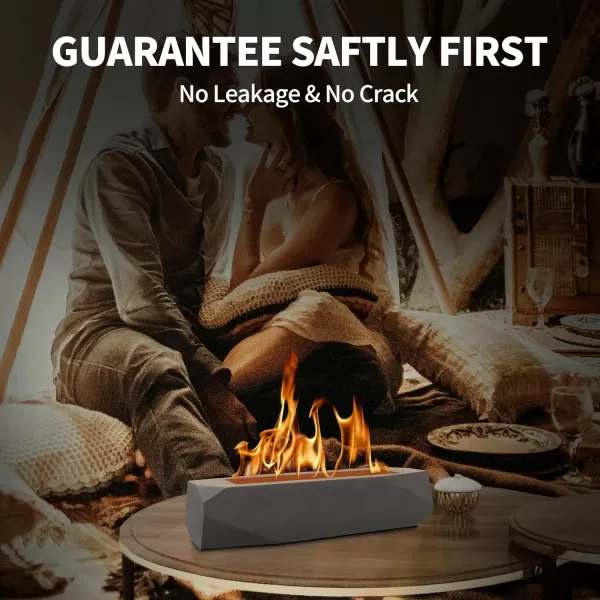Kante 11.8" L Rectangle Tabletop Fire Pit, Concrete Table Top Fireplace, Portable Rubbing Alcohol Fire Bowl for Indoor Outdoor, Light Gray Rectangular