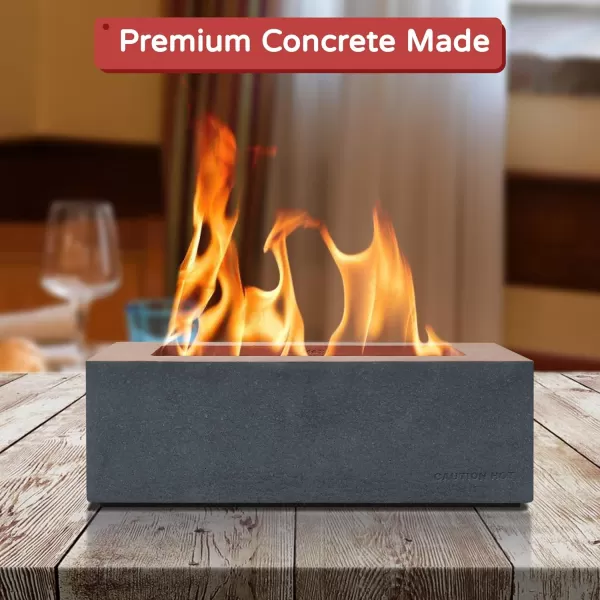 Kante 11.8" L Rectangle Tabletop Fire Pit, Concrete Table Top Fireplace, Portable Rubbing Alcohol Fire Bowl for Indoor Outdoor, Light Gray Rectangular