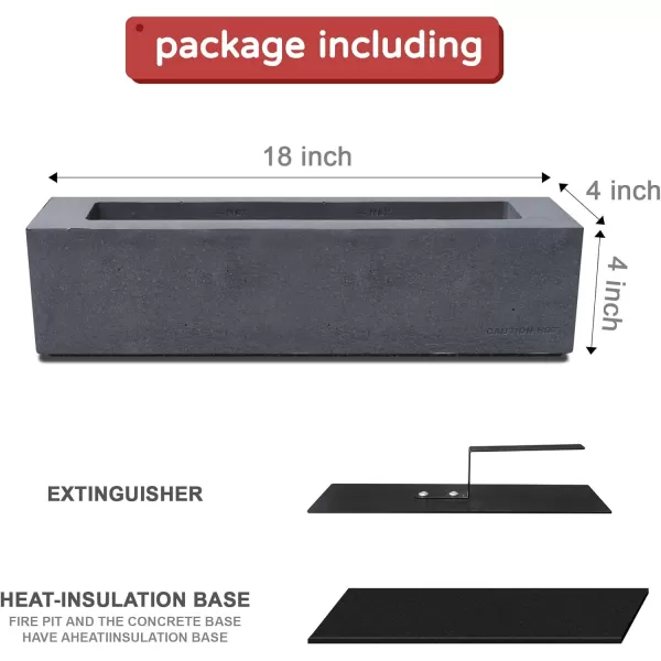 Kante 11.8" L Rectangle Tabletop Fire Pit, Concrete Table Top Fireplace, Portable Rubbing Alcohol Fire Bowl for Indoor Outdoor, Light Gray Rectangular