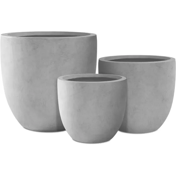 Kante 13.4" Dia Round Concrete Planter, Large Outdoor Modern Indoor Decorative Plant Pots with Drainage Hole and Rubber Plug for Home and Garden, Pure White