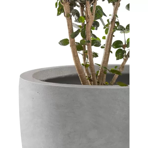 Kante 13.4" Dia Round Concrete Planter, Large Outdoor Modern Indoor Decorative Plant Pots with Drainage Hole and Rubber Plug for Home and Garden, Pure White