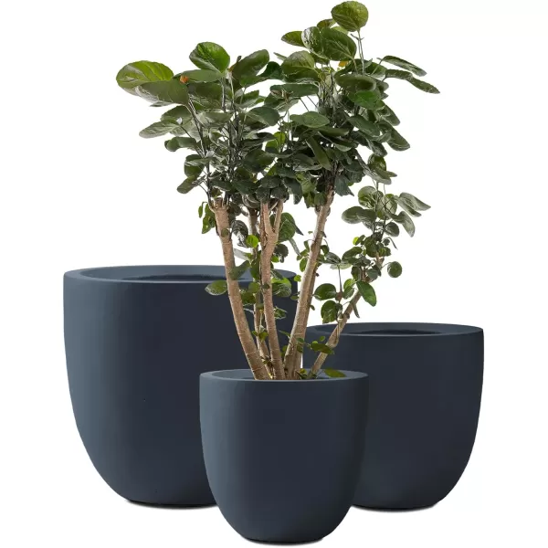 Kante 13.4" Dia Round Concrete Planter, Large Outdoor Modern Indoor Decorative Plant Pots with Drainage Hole and Rubber Plug for Home and Garden, Pure White