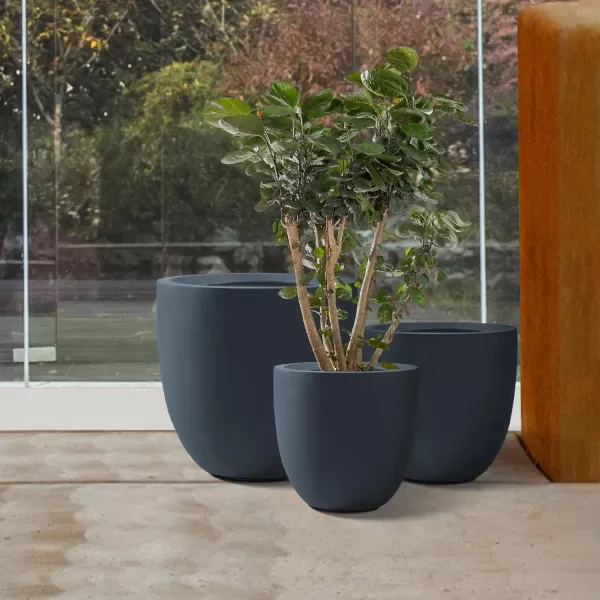 Kante 13.4" Dia Round Concrete Planter, Large Outdoor Modern Indoor Decorative Plant Pots with Drainage Hole and Rubber Plug for Home and Garden, Pure White