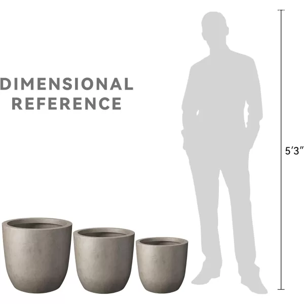 Kante 13.4" Dia Round Concrete Planter, Large Outdoor Modern Indoor Decorative Plant Pots with Drainage Hole and Rubber Plug for Home and Garden, Pure White
