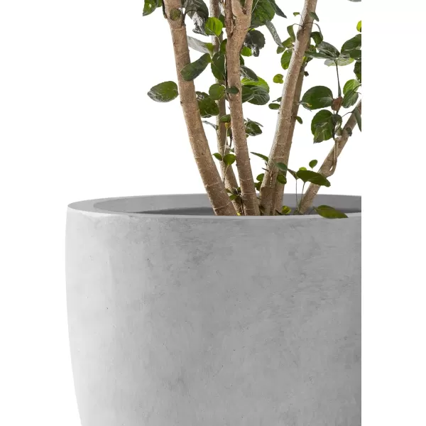 Kante 13.4" Dia Round Concrete Planter, Large Outdoor Modern Indoor Decorative Plant Pots with Drainage Hole and Rubber Plug for Home and Garden, Pure White