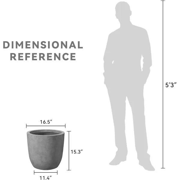 Kante 13.4" Dia Round Concrete Planter, Large Outdoor Modern Indoor Decorative Plant Pots with Drainage Hole and Rubber Plug for Home and Garden, Pure White