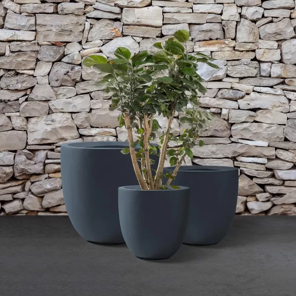 Kante 13.4" Dia Round Concrete Planter, Large Outdoor Modern Indoor Decorative Plant Pots with Drainage Hole and Rubber Plug for Home and Garden, Pure White