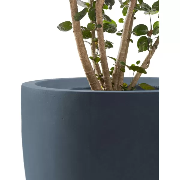 Kante 13.4" Dia Round Concrete Planter, Large Outdoor Modern Indoor Decorative Plant Pots with Drainage Hole and Rubber Plug for Home and Garden, Pure White