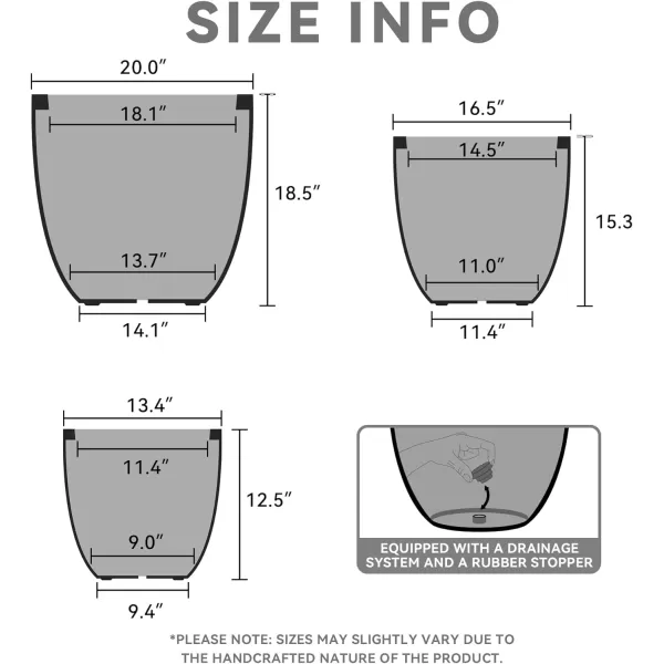 Kante 13.4" Dia Round Concrete Planter, Large Outdoor Modern Indoor Decorative Plant Pots with Drainage Hole and Rubber Plug for Home and Garden, Pure White