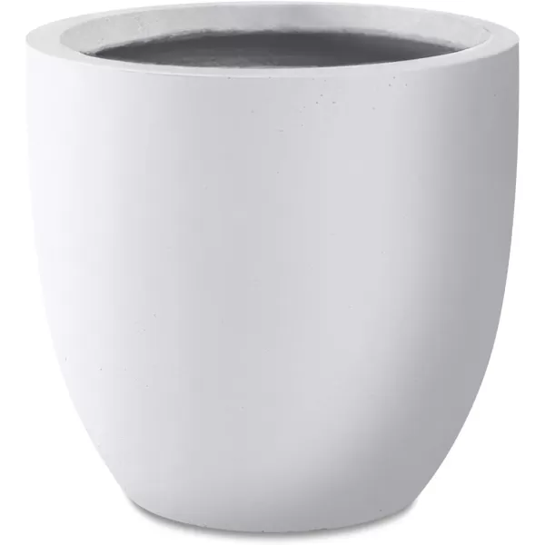Kante 13.4" Dia Round Concrete Planter, Large Outdoor Modern Indoor Decorative Plant Pots with Drainage Hole and Rubber Plug for Home and Garden, Pure White