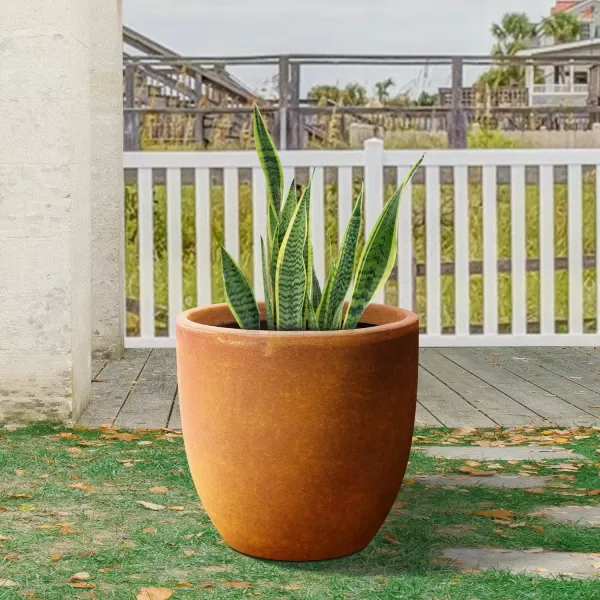 Kante 13.4" Dia Round Concrete Planter, Large Outdoor Modern Indoor Decorative Plant Pots with Drainage Hole and Rubber Plug for Home and Garden, Pure White
