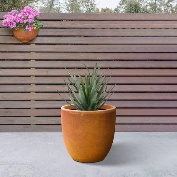 Kante 13.4" Dia Round Concrete Planter, Large Outdoor Modern Indoor Decorative Plant Pots with Drainage Hole and Rubber Plug for Home and Garden, Pure White
