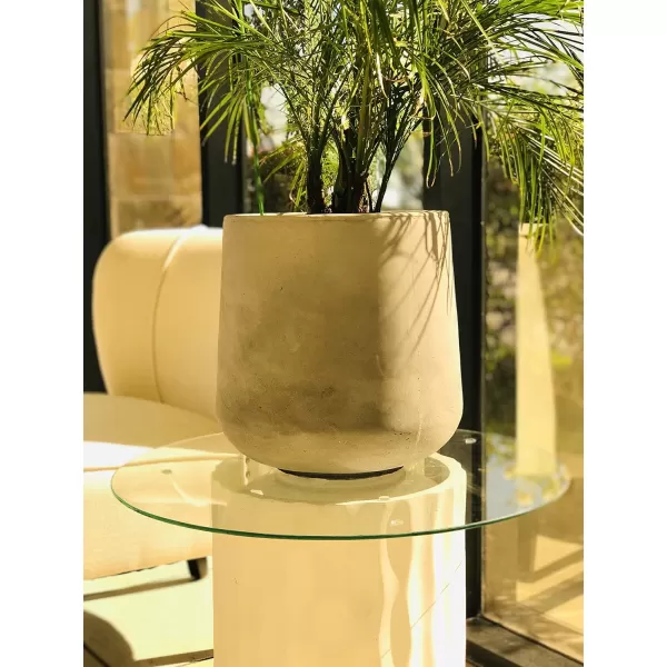 Kante 15.3" Dia Round Concrete Planter, Outdoor Indoor Large Plant Pots Containers with Drainage Hole and Rubber Plug for Home Garden Patio, Charcoal