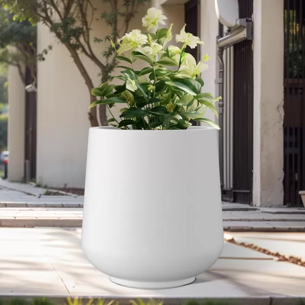Kante 15.3" Dia Round Concrete Planter, Outdoor Indoor Large Plant Pots Containers with Drainage Hole and Rubber Plug for Home Garden Patio, Charcoal