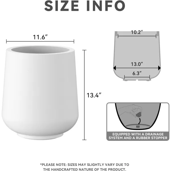 Kante 15.3" Dia Round Concrete Planter, Outdoor Indoor Large Plant Pots Containers with Drainage Hole and Rubber Plug for Home Garden Patio, Charcoal