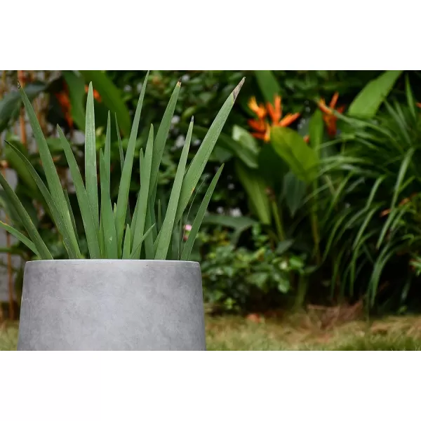 Kante 15.3" Dia Round Concrete Planter, Outdoor Indoor Large Plant Pots Containers with Drainage Hole and Rubber Plug for Home Garden Patio, Charcoal