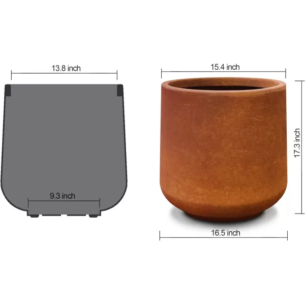 Kante 15.3" Dia Round Concrete Planter, Outdoor Indoor Large Plant Pots Containers with Drainage Hole and Rubber Plug for Home Garden Patio, Charcoal