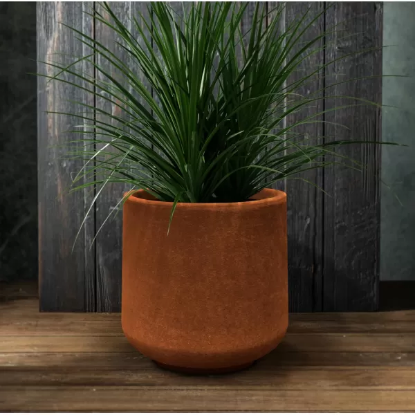 Kante 15.3" Dia Round Concrete Planter, Outdoor Indoor Large Plant Pots Containers with Drainage Hole and Rubber Plug for Home Garden Patio, Charcoal