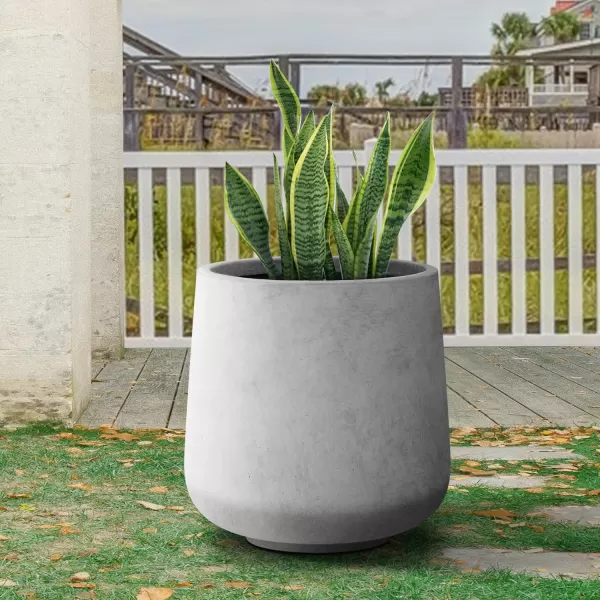 Kante 15.3" Dia Round Concrete Planter, Outdoor Indoor Large Plant Pots Containers with Drainage Hole and Rubber Plug for Home Garden Patio, Charcoal