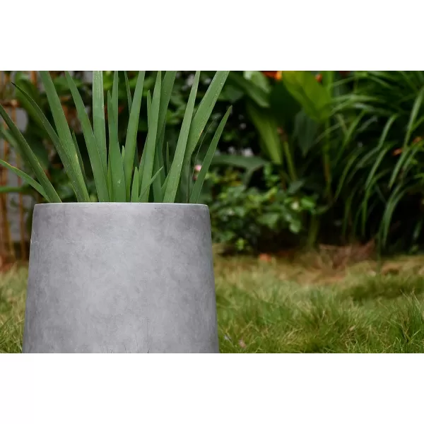 Kante 15.3" Dia Round Concrete Planter, Outdoor Indoor Large Plant Pots Containers with Drainage Hole and Rubber Plug for Home Garden Patio, Charcoal