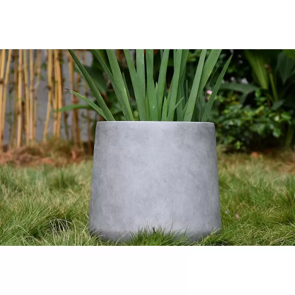 Kante 15.3" Dia Round Concrete Planter, Outdoor Indoor Large Plant Pots Containers with Drainage Hole and Rubber Plug for Home Garden Patio, Charcoal