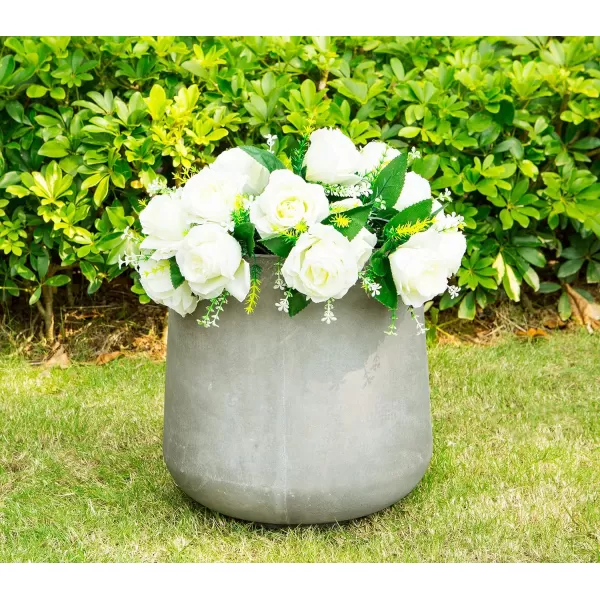 Kante 15.3" Dia Round Concrete Planter, Outdoor Indoor Large Plant Pots Containers with Drainage Hole and Rubber Plug for Home Garden Patio, Charcoal