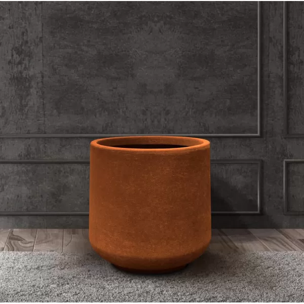 Kante 15.3" Dia Round Concrete Planter, Outdoor Indoor Large Plant Pots Containers with Drainage Hole and Rubber Plug for Home Garden Patio, Charcoal
