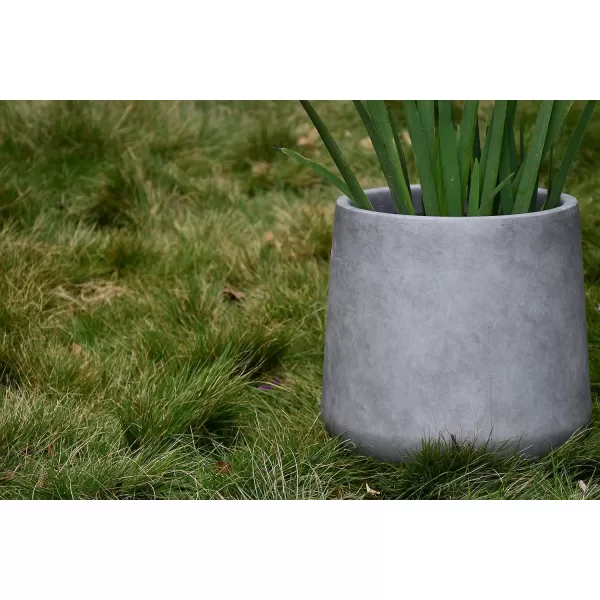 Kante 15.3" Dia Round Concrete Planter, Outdoor Indoor Large Plant Pots Containers with Drainage Hole and Rubber Plug for Home Garden Patio, Charcoal