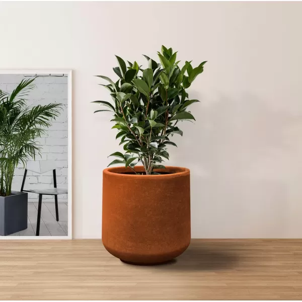 Kante 15.3" Dia Round Concrete Planter, Outdoor Indoor Large Plant Pots Containers with Drainage Hole and Rubber Plug for Home Garden Patio, Charcoal