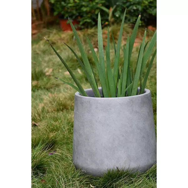 Kante 15.3" Dia Round Concrete Planter, Outdoor Indoor Large Plant Pots Containers with Drainage Hole and Rubber Plug for Home Garden Patio, Charcoal
