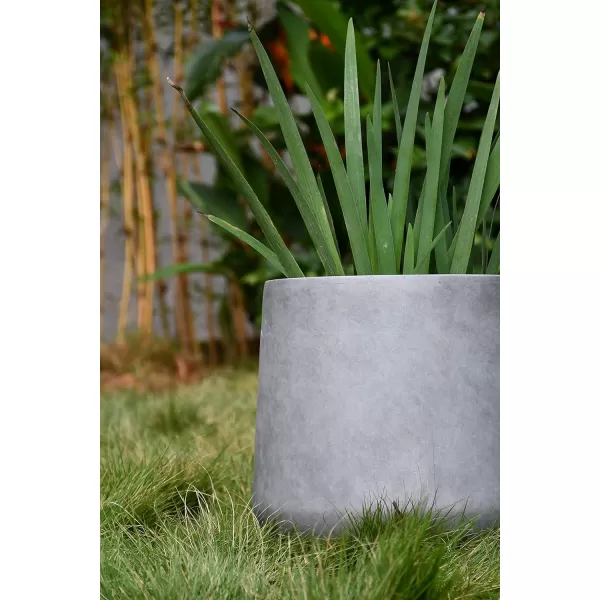 Kante 15.3" Dia Round Concrete Planter, Outdoor Indoor Large Plant Pots Containers with Drainage Hole and Rubber Plug for Home Garden Patio, Charcoal