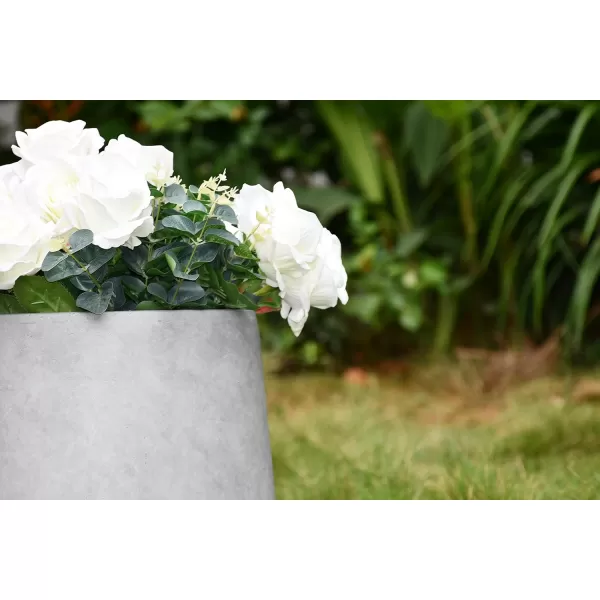 Kante 15.3" Dia Round Concrete Planter, Outdoor Indoor Large Plant Pots Containers with Drainage Hole and Rubber Plug for Home Garden Patio, Charcoal