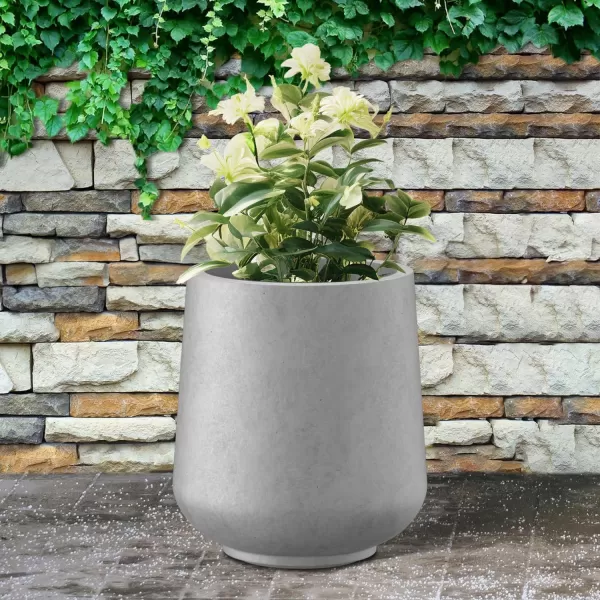 Kante 15.3" Dia Round Concrete Planter, Outdoor Indoor Large Plant Pots Containers with Drainage Hole and Rubber Plug for Home Garden Patio, Charcoal