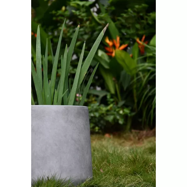 Kante 15.3" Dia Round Concrete Planter, Outdoor Indoor Large Plant Pots Containers with Drainage Hole and Rubber Plug for Home Garden Patio, Charcoal