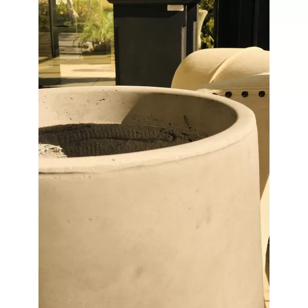 Kante 15.3" Dia Round Concrete Planter, Outdoor Indoor Large Plant Pots Containers with Drainage Hole and Rubber Plug for Home Garden Patio, Charcoal