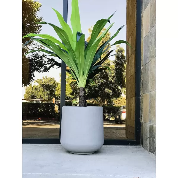 Kante 15.3" Dia Round Concrete Planter, Outdoor Indoor Large Plant Pots Containers with Drainage Hole and Rubber Plug for Home Garden Patio, Charcoal