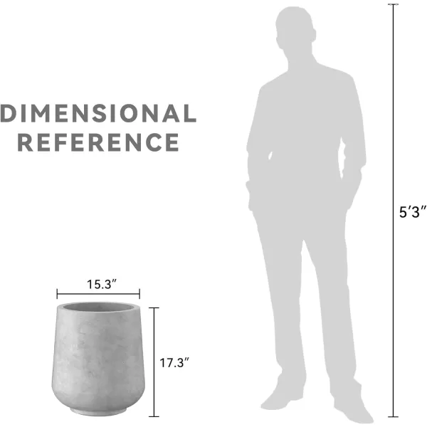 Kante 15.3" Dia Round Concrete Planter, Outdoor Indoor Large Plant Pots Containers with Drainage Hole and Rubber Plug for Home Garden Patio, Gray Concrete