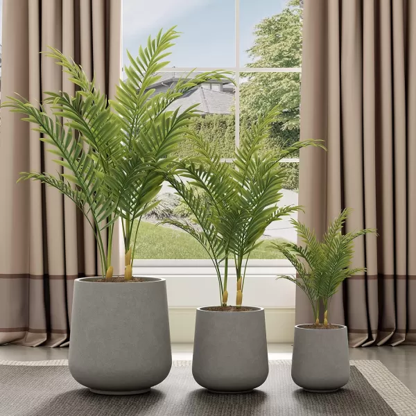 Kante 15.3" Dia Round Concrete Planter, Outdoor Indoor Large Plant Pots Containers with Drainage Hole and Rubber Plug for Home Garden Patio, Gray Concrete