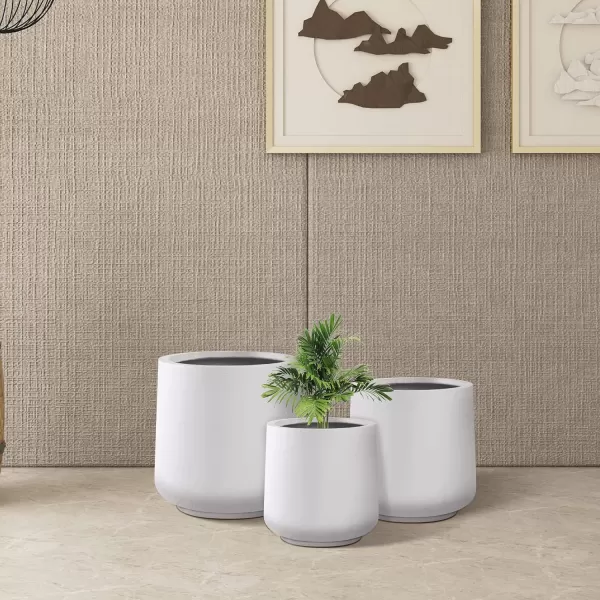 Kante 15.3"+11.6"+8.2" Dia Round Concrete Planter, Large Outdoor Indoor Planter Pots Containers with Drainage Holes and Rubber Plug for Home Garden Patio, Charcoal